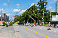 Bahnübergang Hammer Straße in Hamburg mit Bauarbeiten