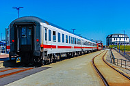 Kurswagen der Deutschen Bahn im Fährbahnhof Dagebüll Mole in Schleswig-Holstein