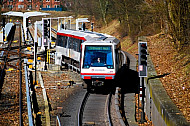 U-Bahn in Abstellanlage am Bahnhof Hagenbecks Tierpark