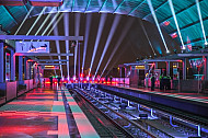 Eröffnung des U-Bahnhofs Elbbrücken in Hamburg mit einer Lightshow am 6.12.2018.