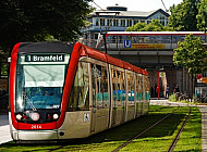 Fotomontage: Stadtbahn am U-Bahnhof Hudtwalckerstraße in Hamburg-Winterhude