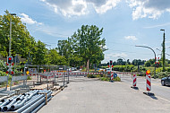 Bahnübergang Hammer Straße in Hamburg mit Bauarbeiten