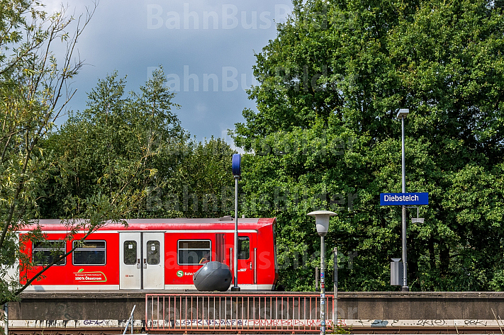 S-Bahn im Bahnhof Diebsteich in Hamburg